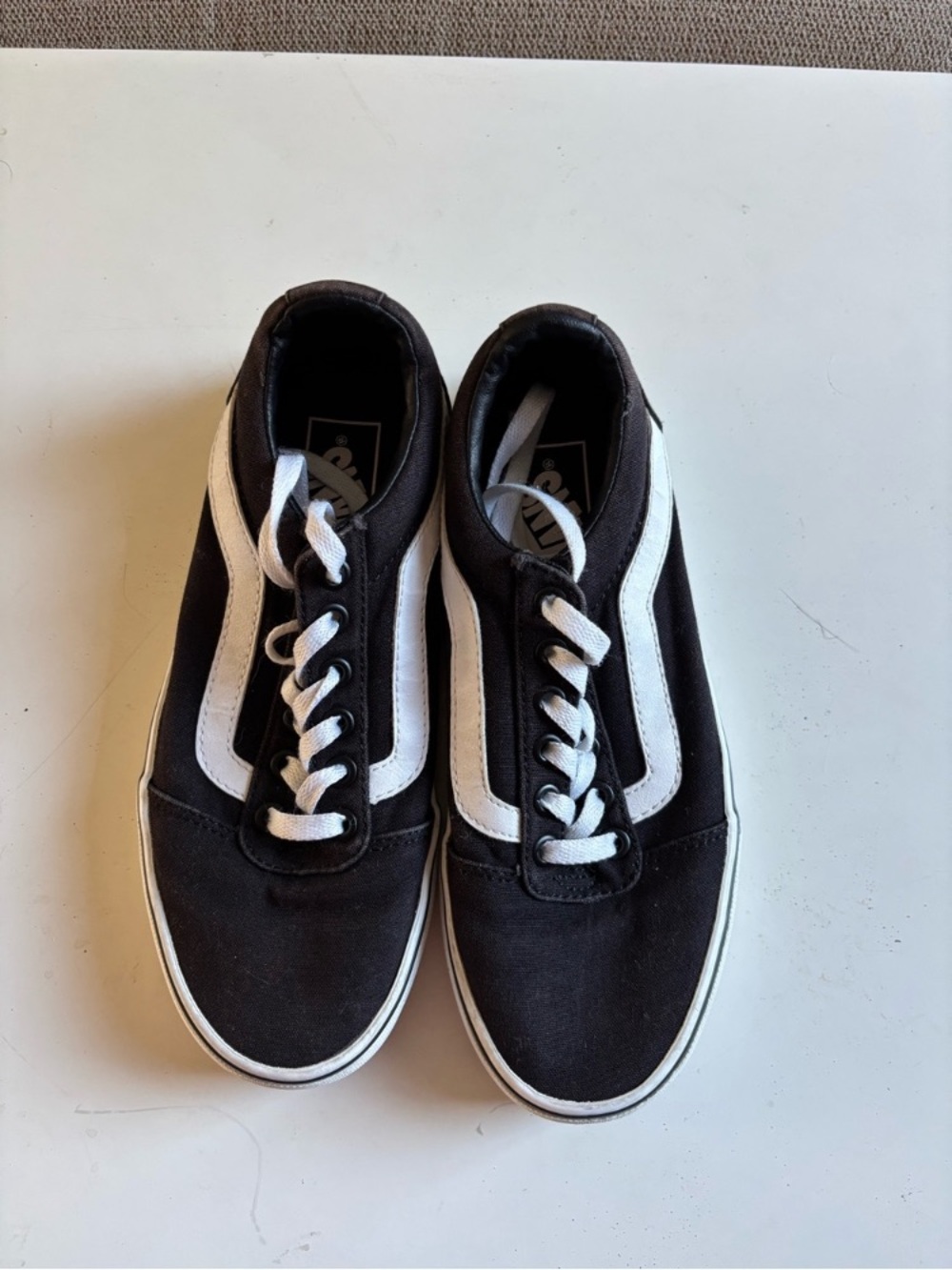 Vans Black Low-Top Sneakers with White Side Stripe